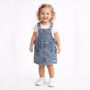 7 For All Mankind Toddler Denim Jumper Overall Dress - 24 Months